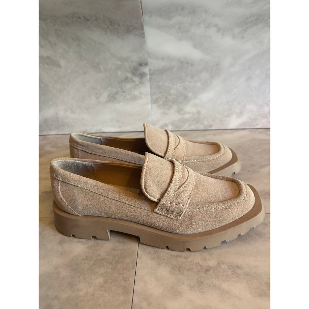 Dolce Vita Women’s Elias Lug Sole Loafer Shoes Suede Tan Size 6.5